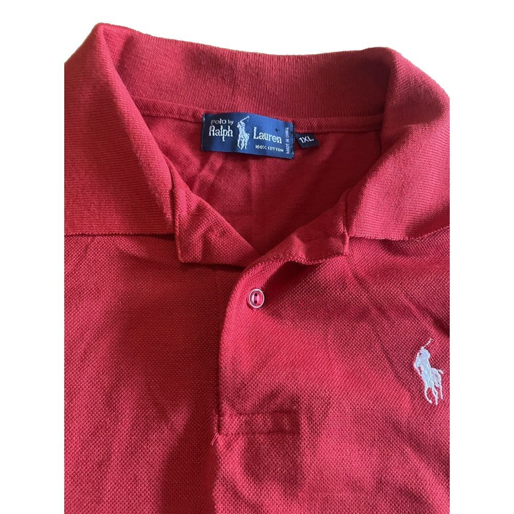 Men's Polo Ralph Lauren Short Sleeve Red Cotton Collared Polo Shirt Size XL